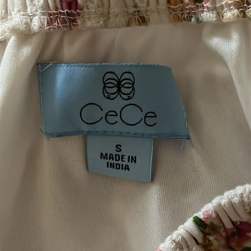 CeCe | Floral Puff/Ruched Sleeve Blouse Size S
